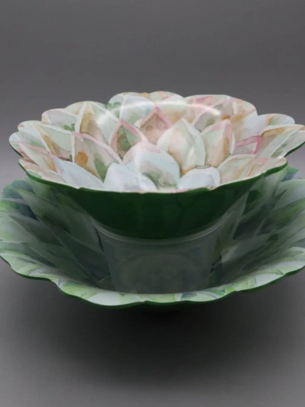 Set of 2 Nicole Miller Succulent Melamine Nesting Serving Bowls Boho Botanical